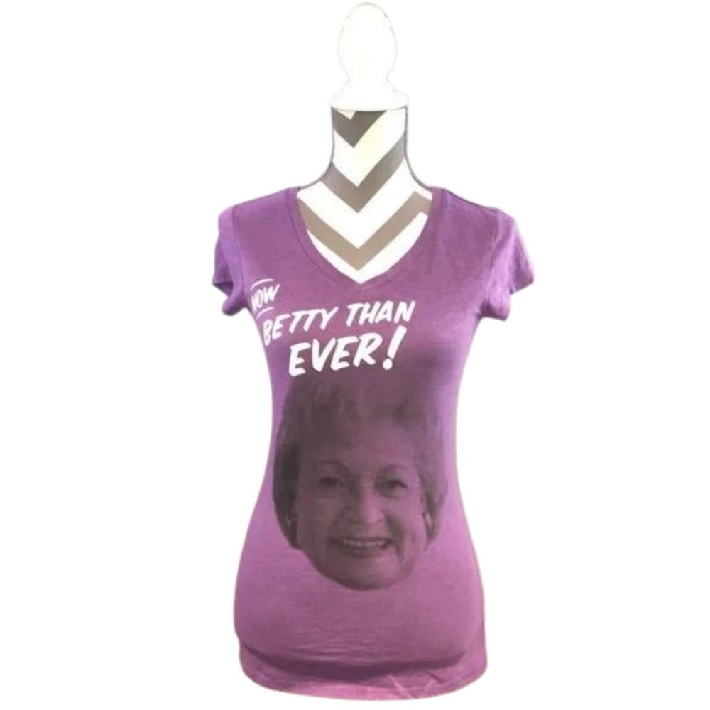 Now Betty Than Ever! Betty White Smiling Face Graphic V-Neck Tee
